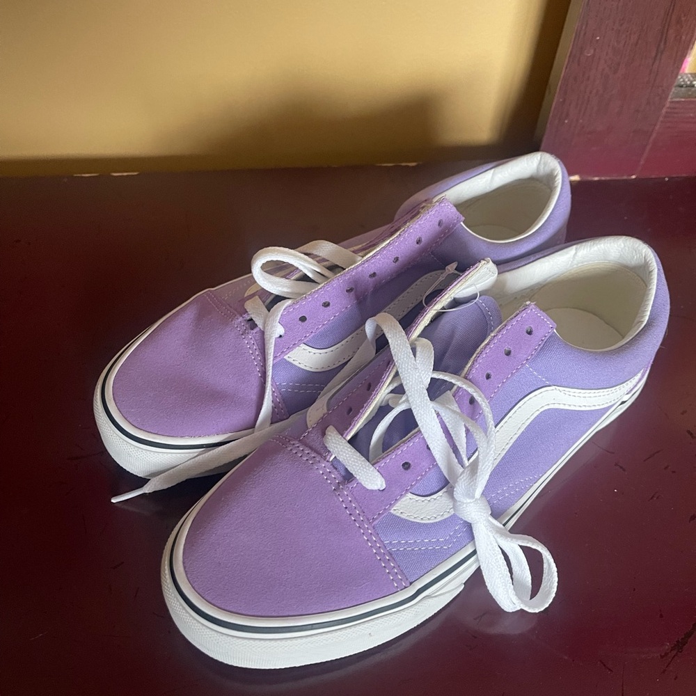 Vans Purple and White Athletic Shoes